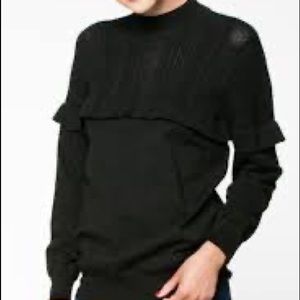 Everly Black Ruffle Knit Sweater Coquette Twee